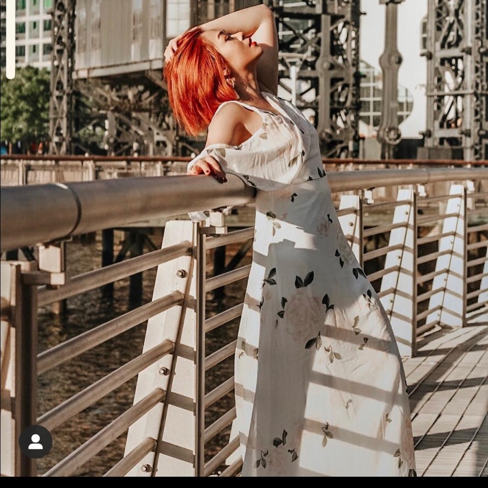 White floral maxi dress